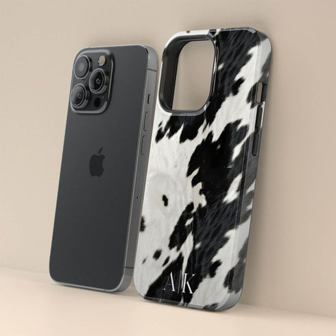 Custom Initials Cowhide iPhone Case